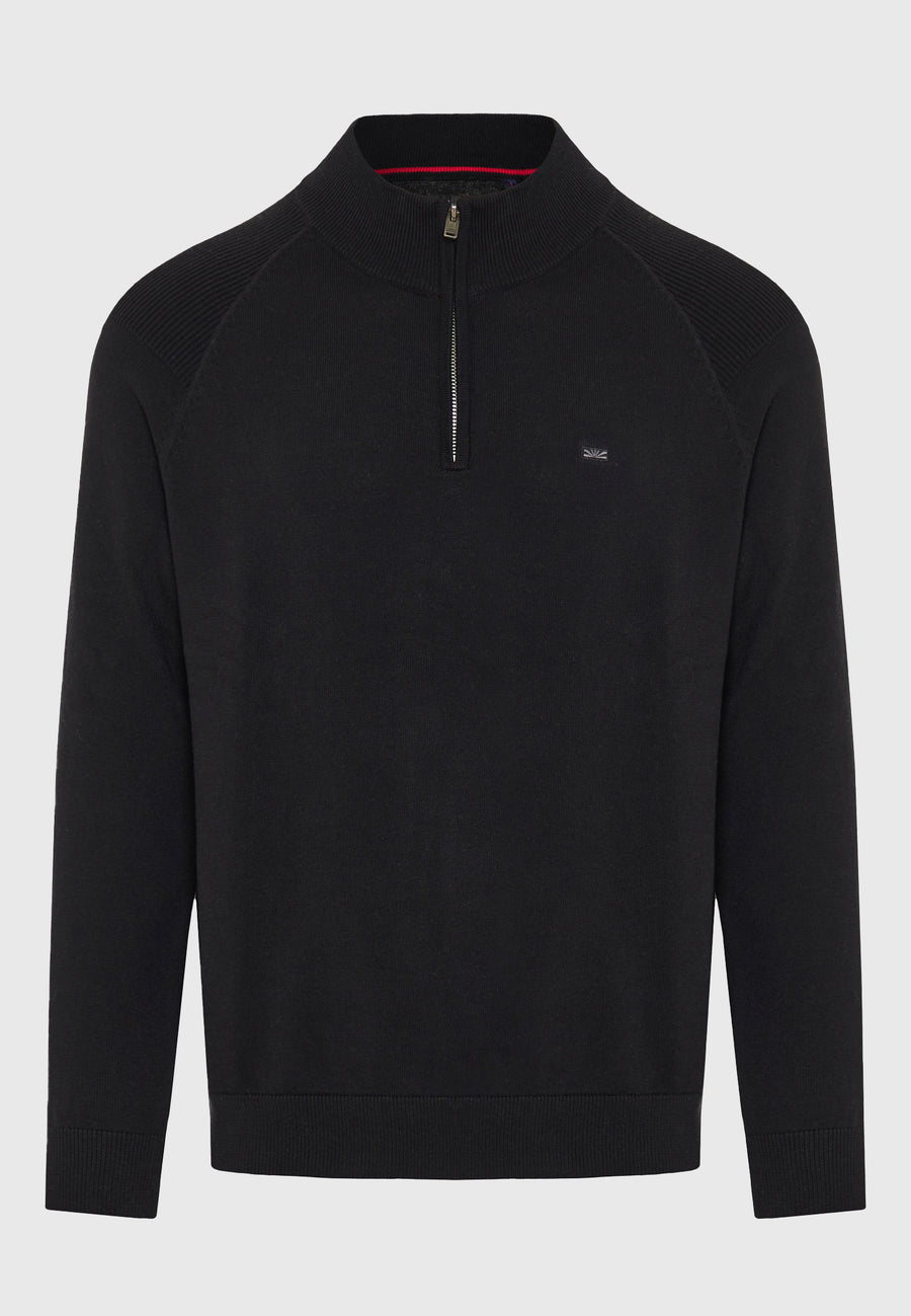 Pulover tricotat simplu cu fermoar pe jumătate pentru bărbați