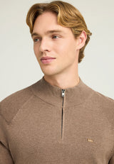 Pulover tricotat simplu cu fermoar pe jumătate pentru bărbați