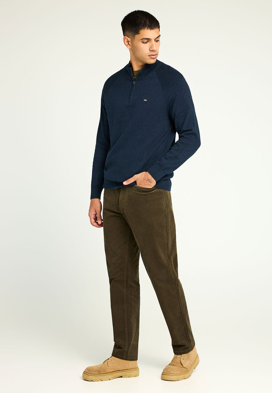 Pulover tricotat simplu cu fermoar pe jumătate pentru bărbați