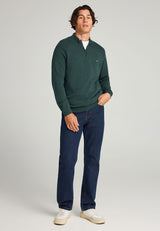 Pulover tricotat simplu cu fermoar pe jumătate pentru bărbați