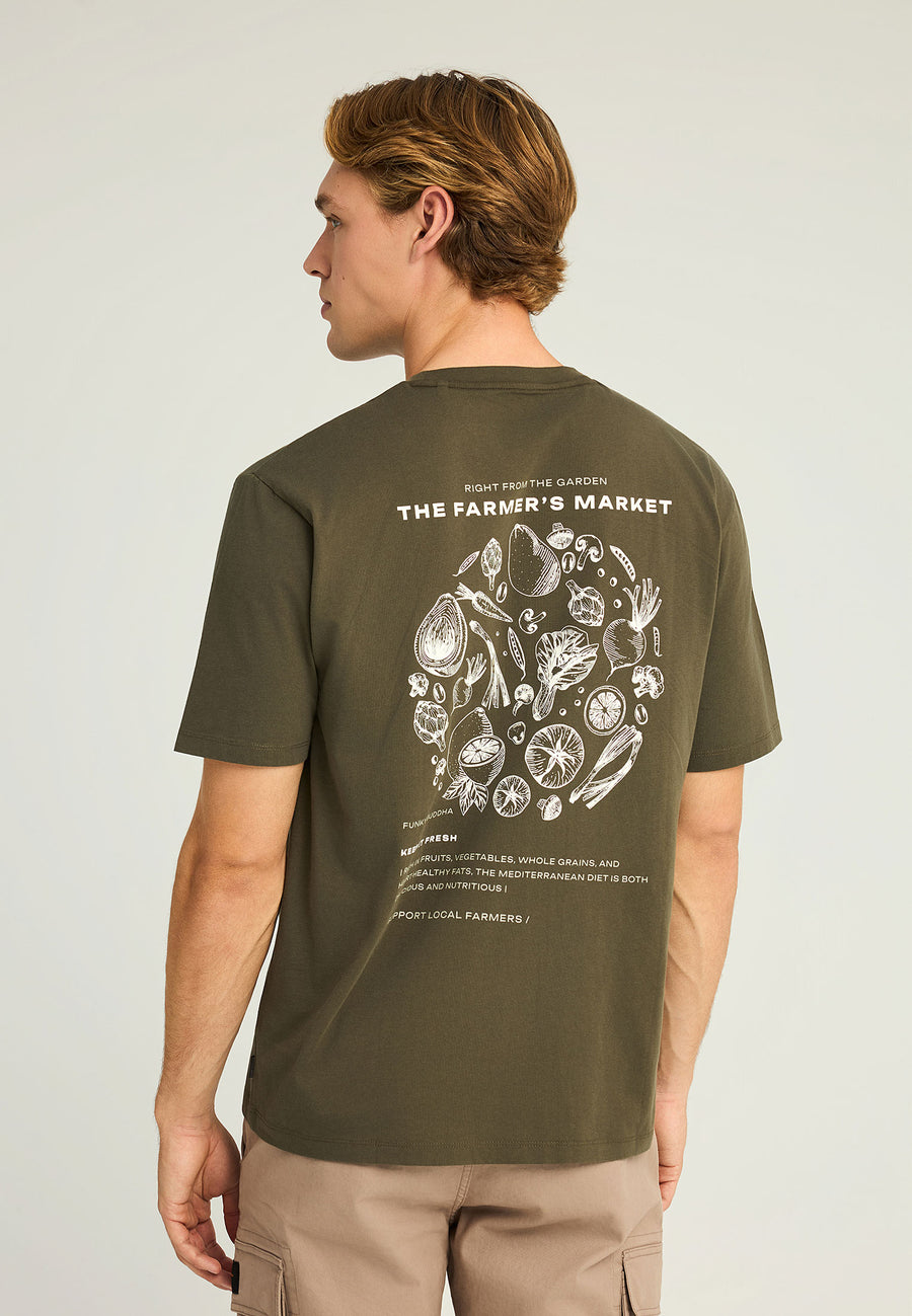 Tricou lejer cu imprimeu vintage pe spate