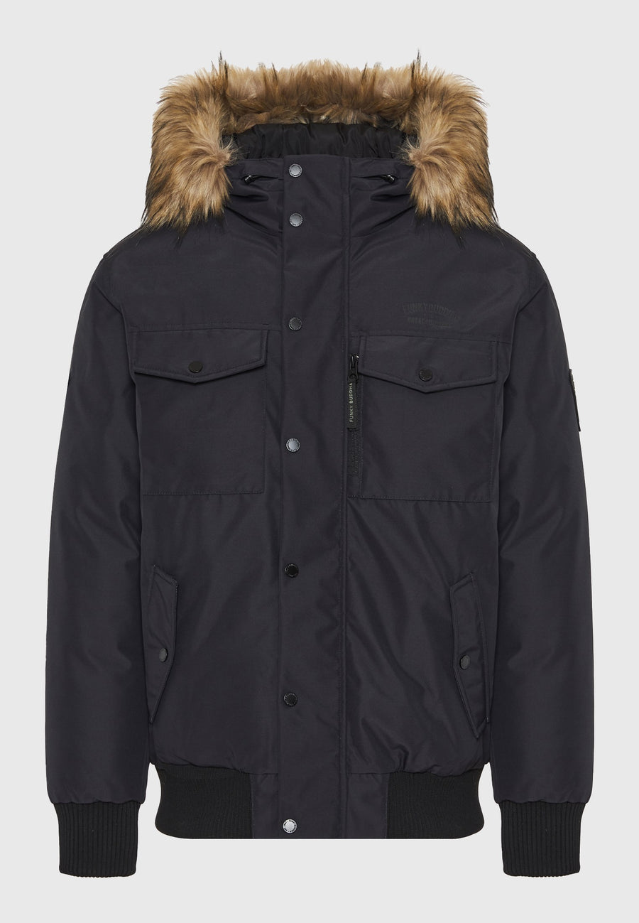 Parka pufoasă pentru bărbați cu glugă detașabilă