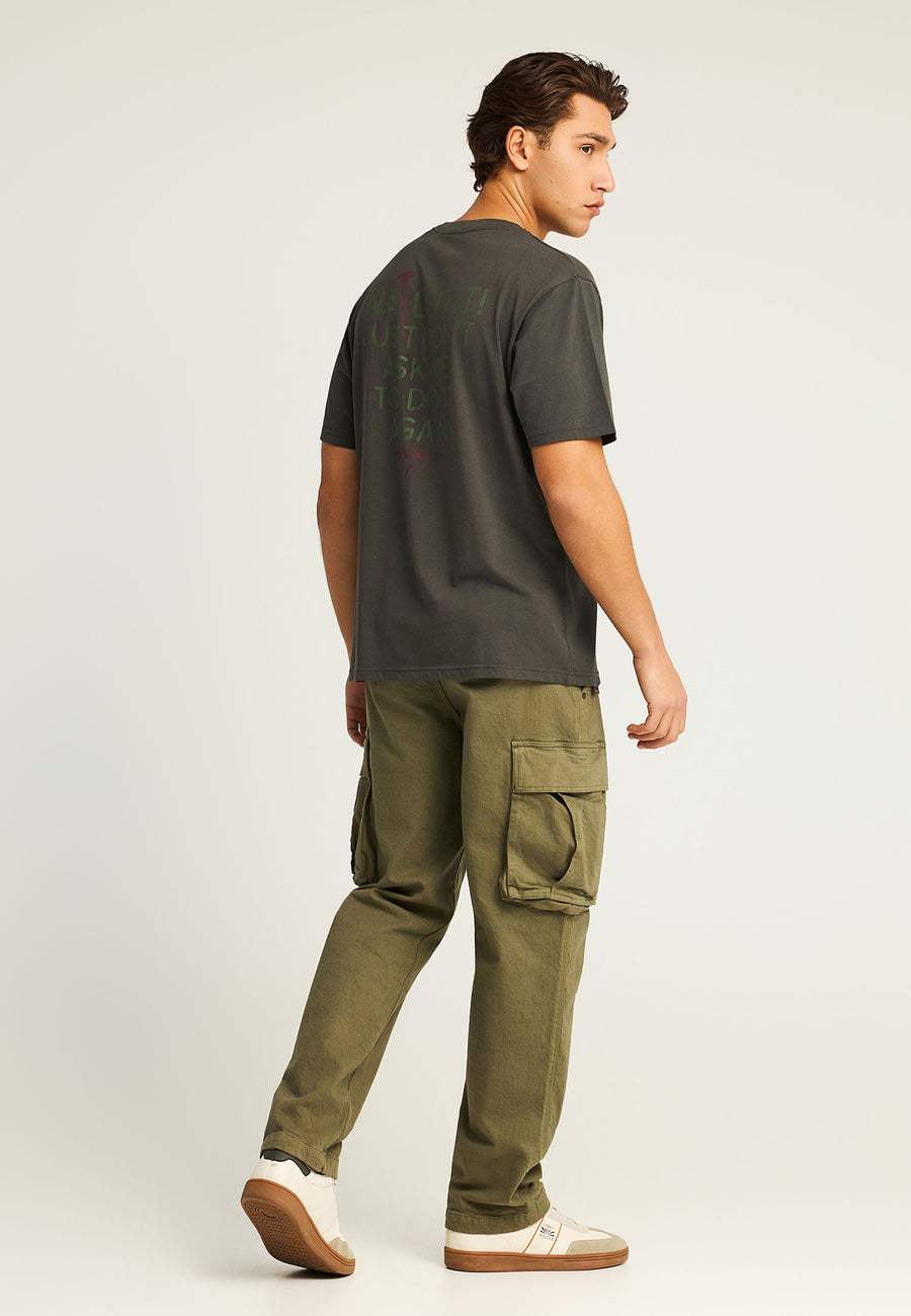 Tricou cu imprimeu text pe spate