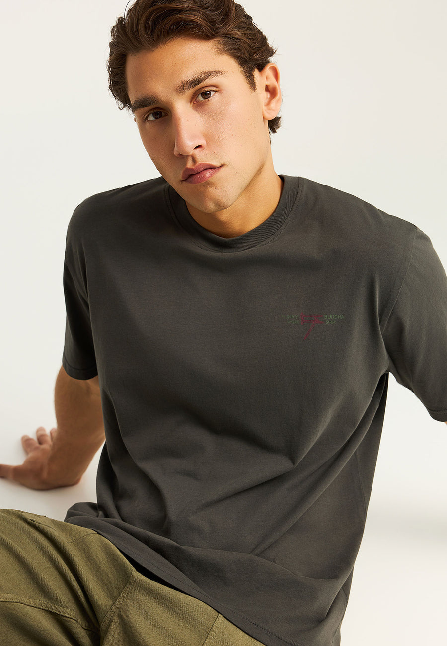 Tricou cu imprimeu text pe spate