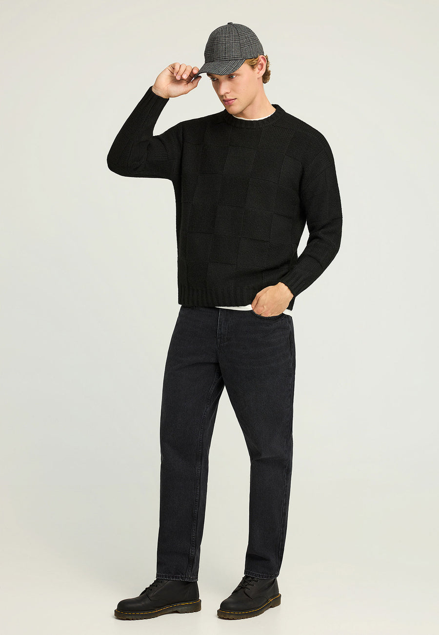 Pulover tricotat cu guler rotund pentru bărbați