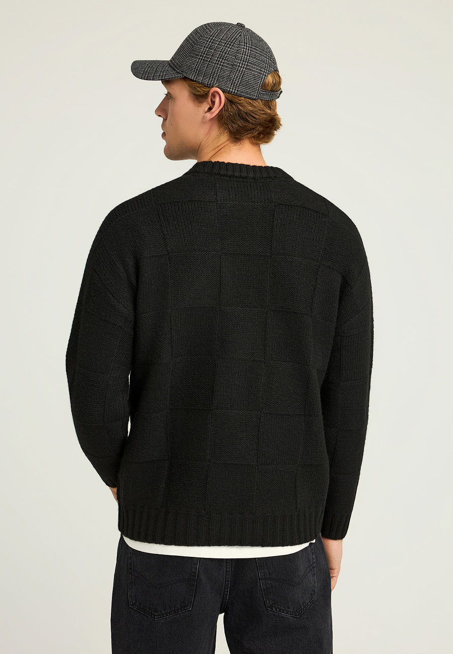 Pulover tricotat cu guler rotund pentru bărbați