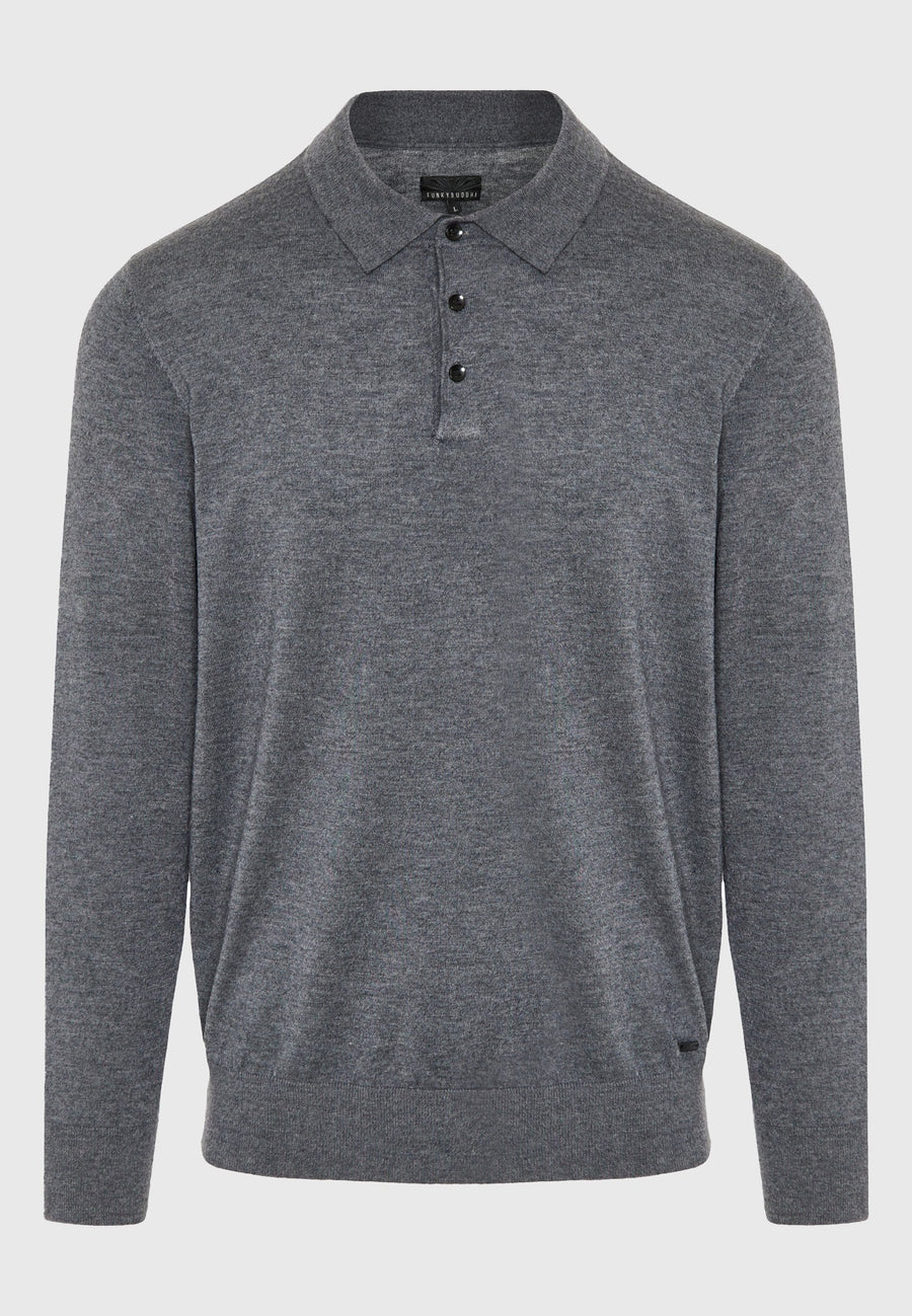 Tricou polo cu mânecă lungă din material tricotat