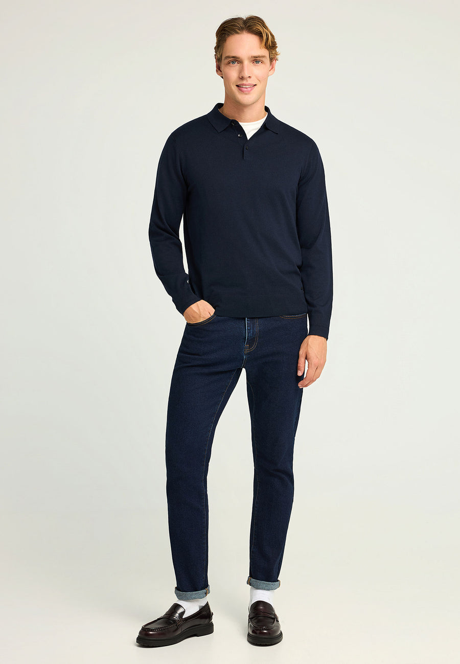 Tricou polo cu mânecă lungă din material tricotat