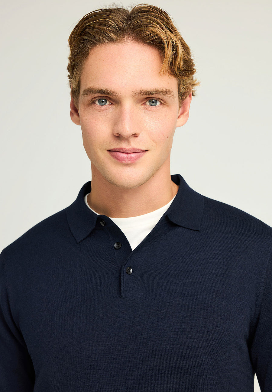 Tricou polo cu mânecă lungă din material tricotat