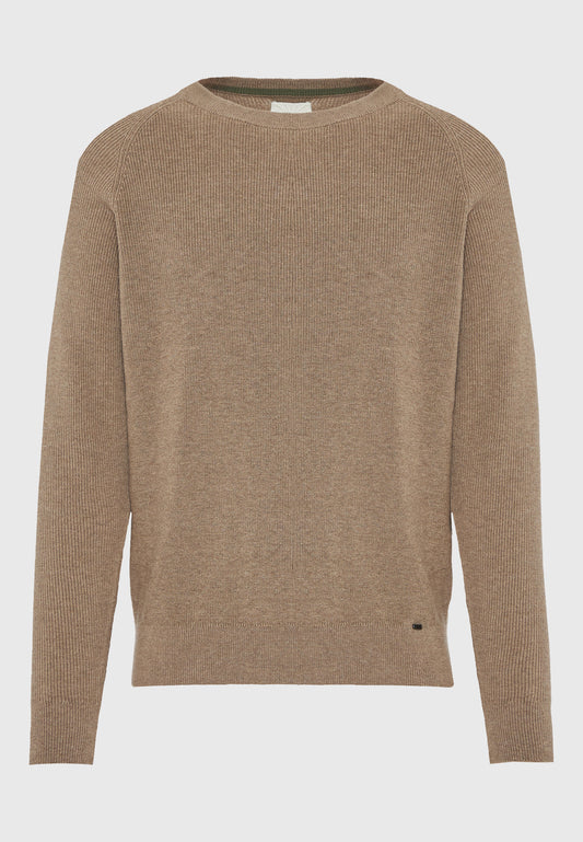 Men's cotton pullover in melange knit