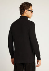 Pulover tricotat din bumbac pentru bărbați, cu guler înalt