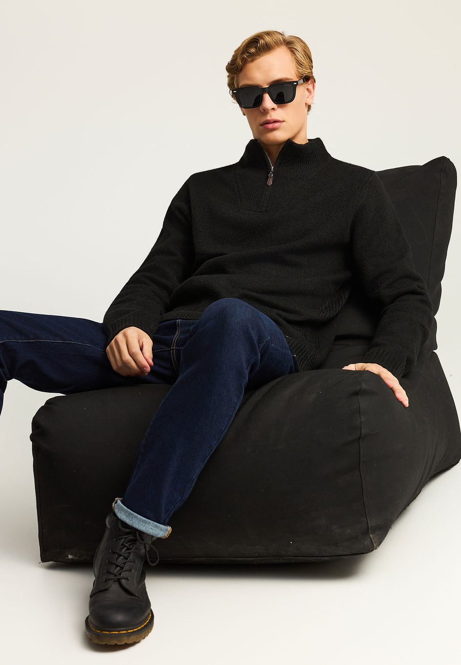 Pulover bărbătesc cu fermoar pe jumătate