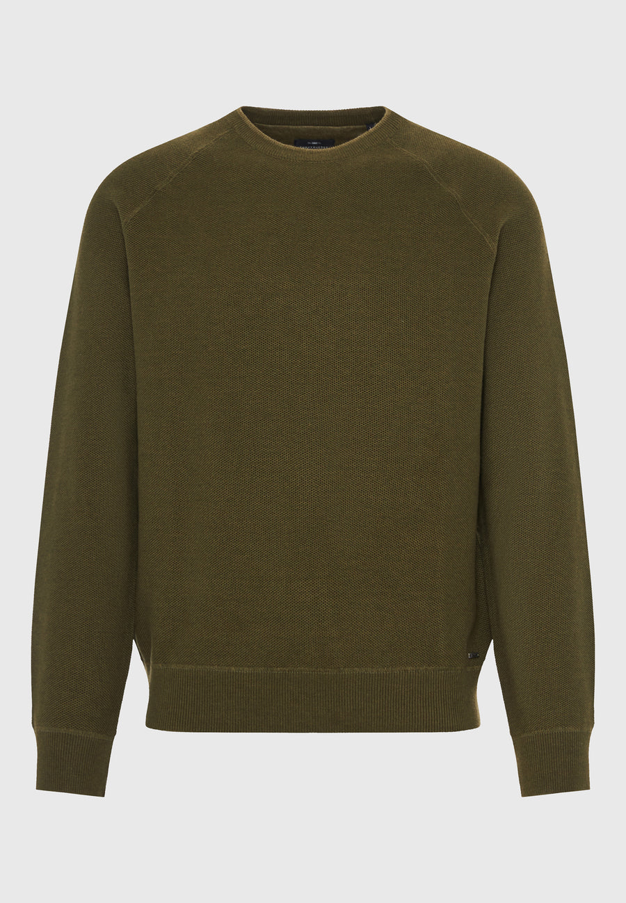 Hanorac bărbătesc cu guler rotund și finisaj striat