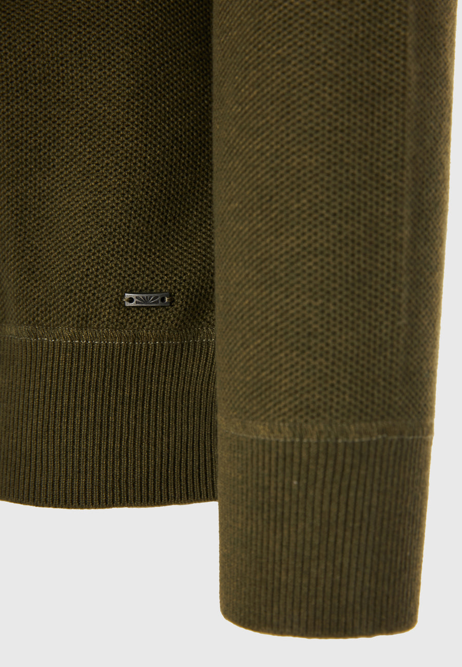 Hanorac bărbătesc cu guler rotund și finisaj striat