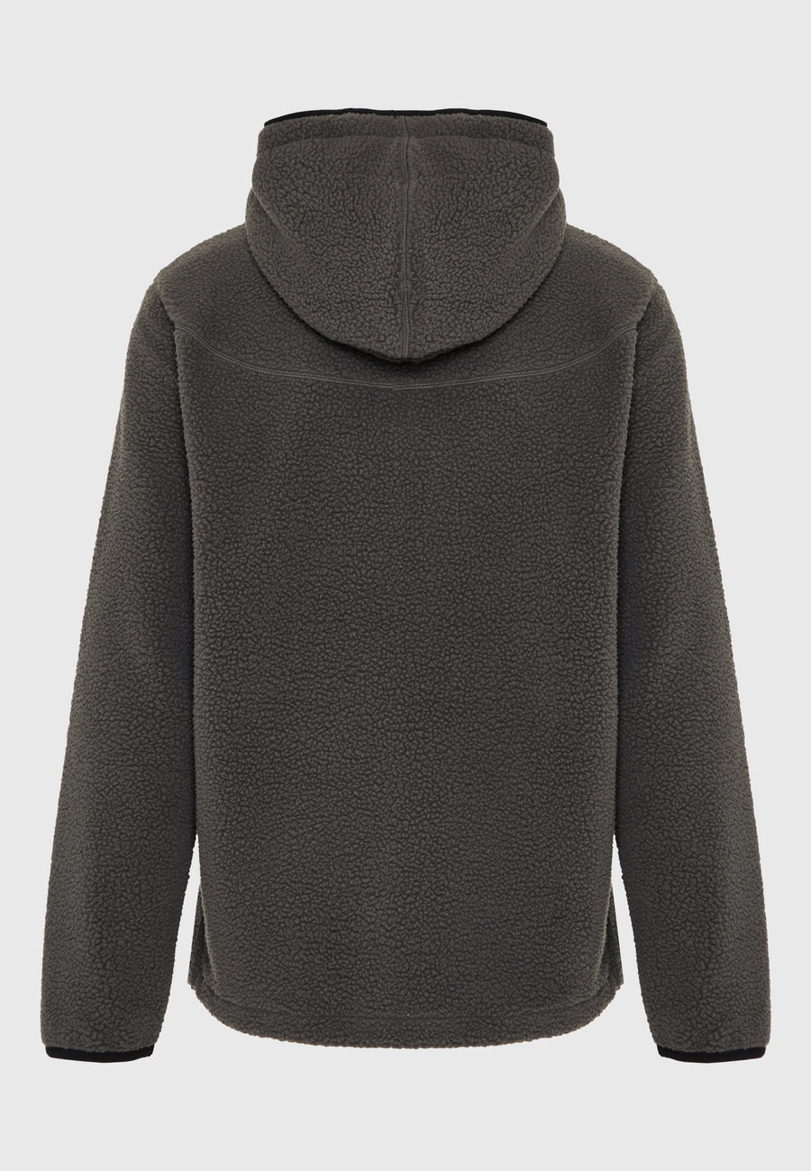 Hanorac din fleece cu fermoar, croială lejeră, sustenabil, cu buzunare