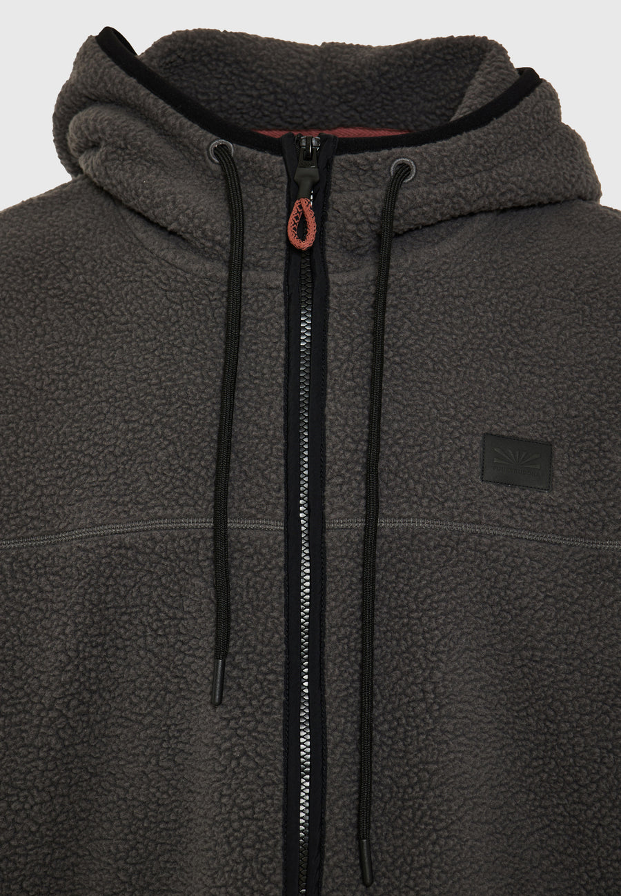 Hanorac din fleece cu fermoar, croială lejeră, sustenabil, cu buzunare