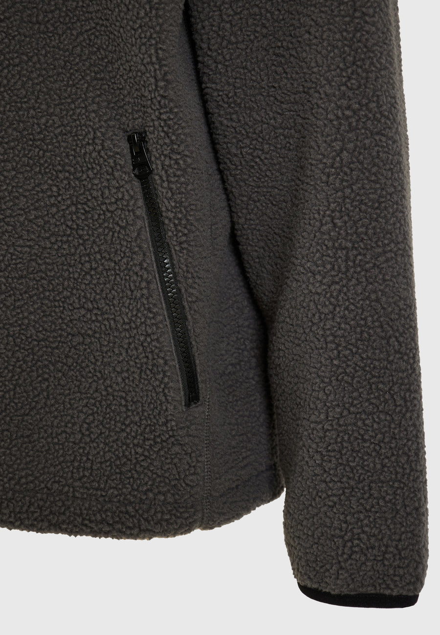 Hanorac din fleece cu fermoar, croială lejeră, sustenabil, cu buzunare