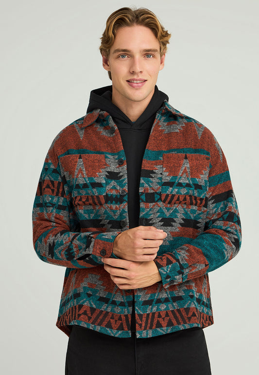 Cămașă casual bărbătească cu model etnic