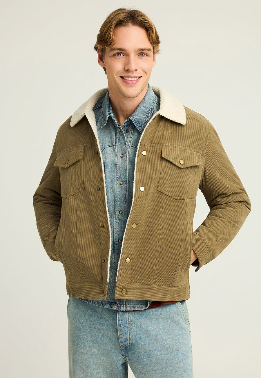 Jachetă casual bărbătească cu guler și căptușeală interioară