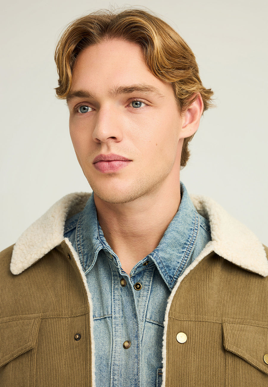 Jachetă casual bărbătească cu guler și căptușeală interioară