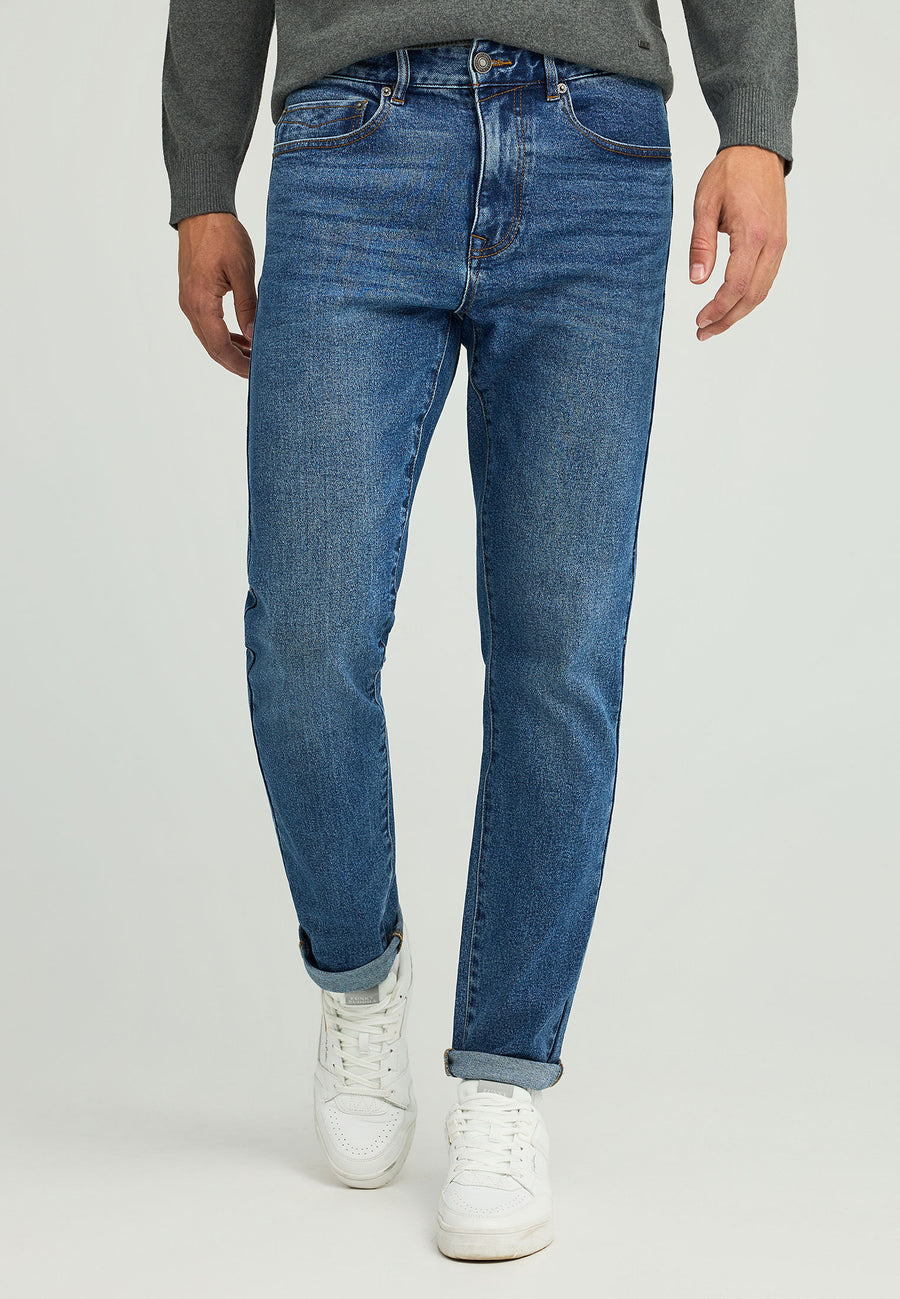 Blugi slim fit cu croială conică