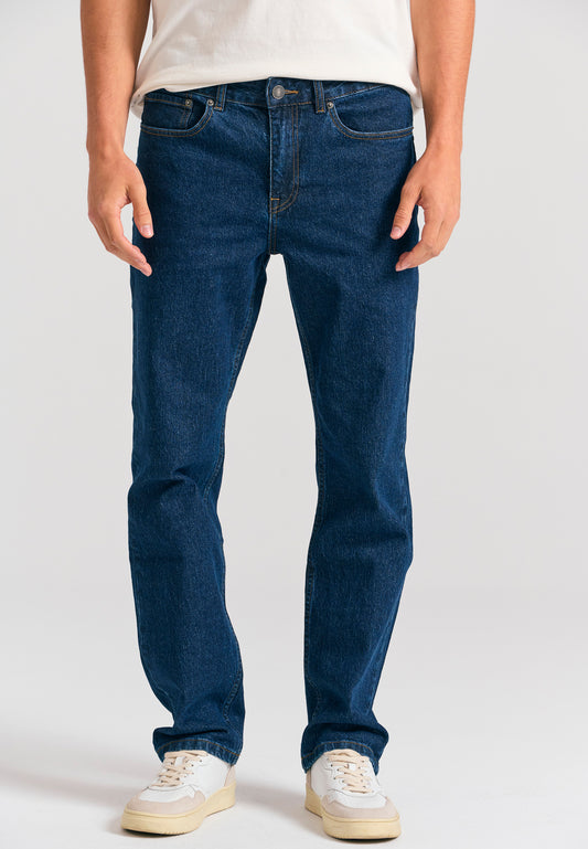 Straight fit jeans with washed effects