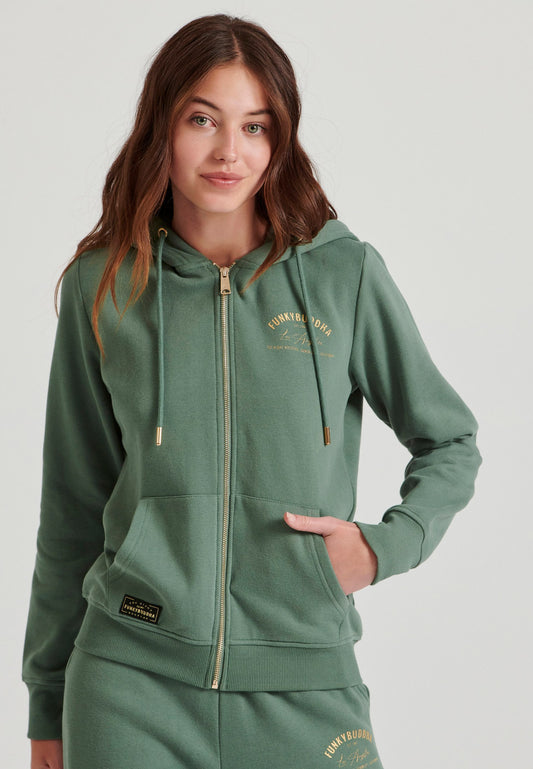 Zip up hoodie with print on the chest