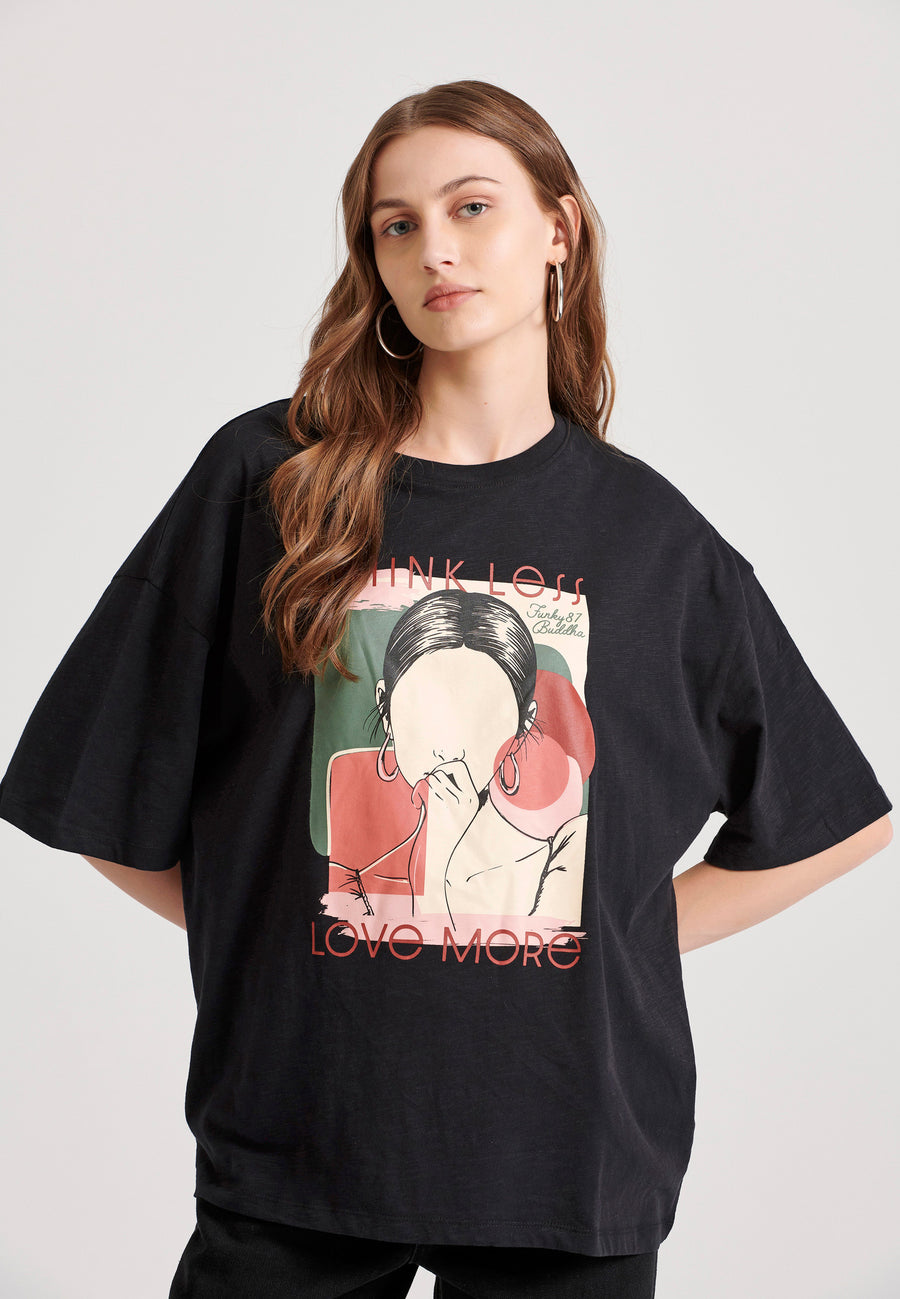 Tricou lejer cu imprimeu cu rame pe piept