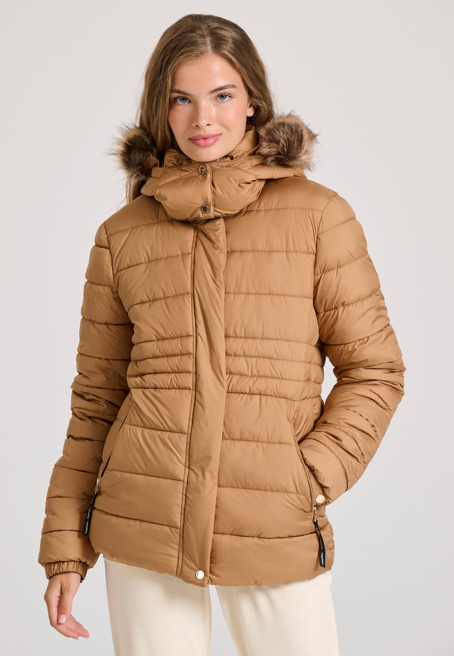 Jachetă matlasată cu blană detașabilă