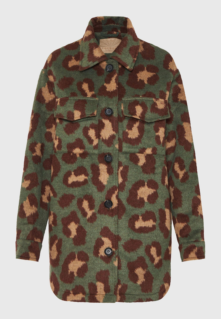 Jachetă din blană artificială de leopard