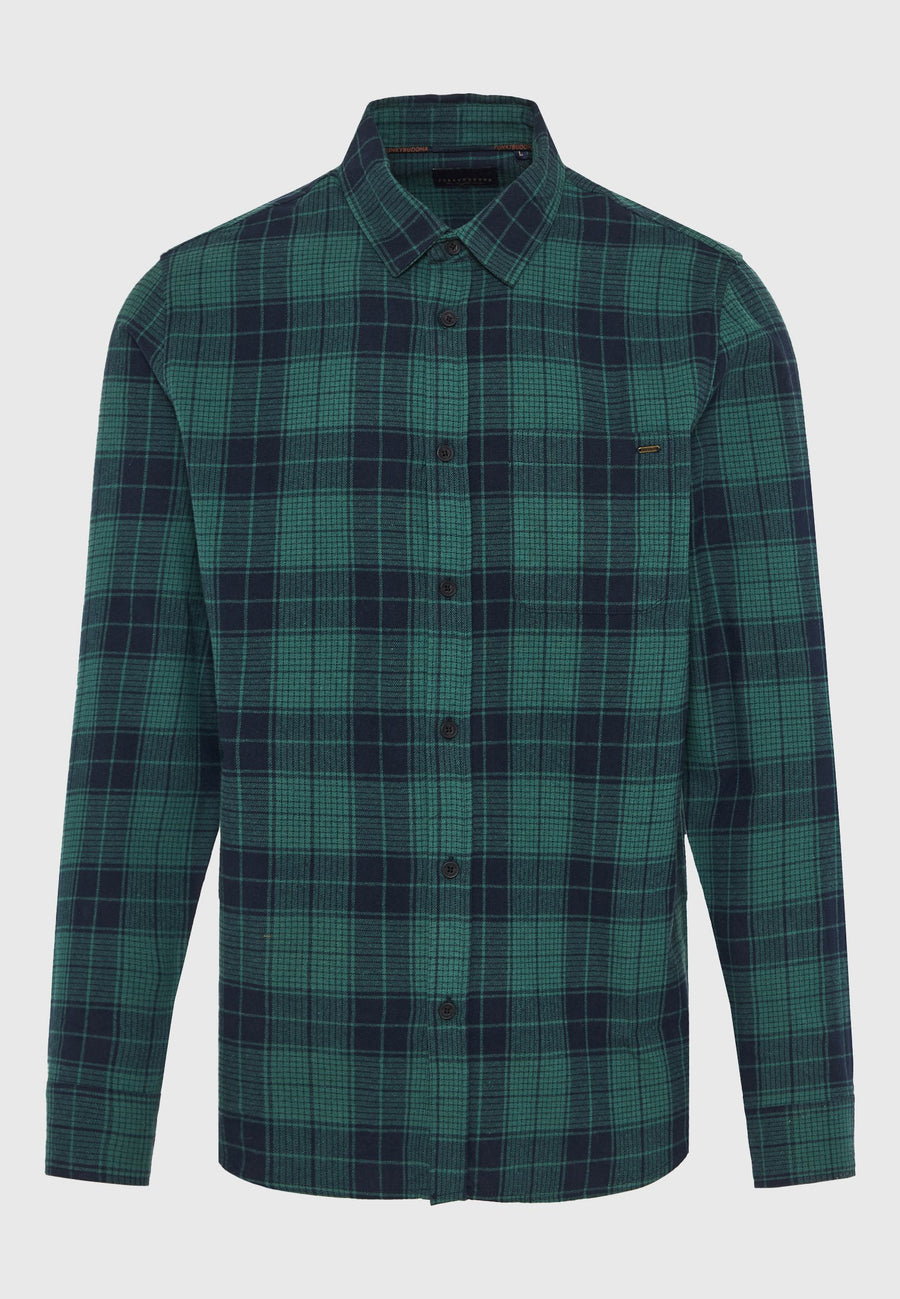 Cămașă bărbătească în carouri cu buzunar la piept