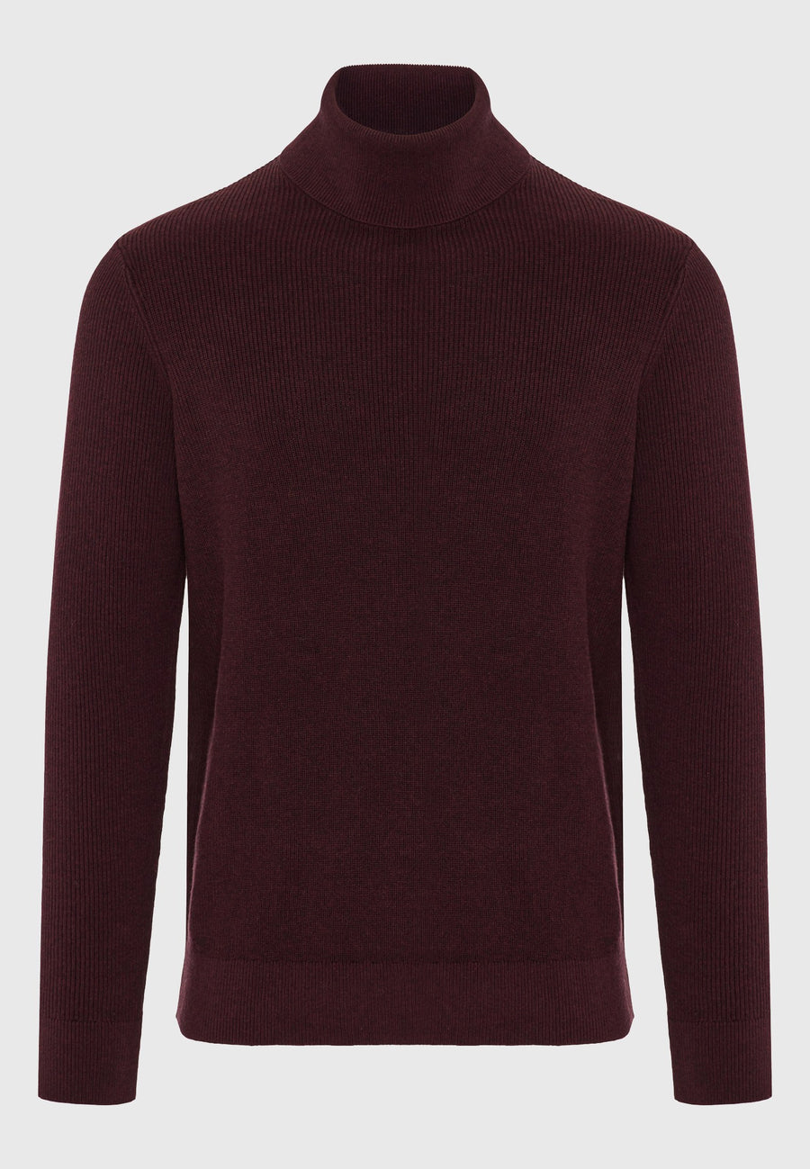 Pulover tricotat din bumbac pentru bărbați, cu guler înalt