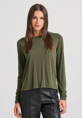 Tricou cu guler rotund și mânecă lungă