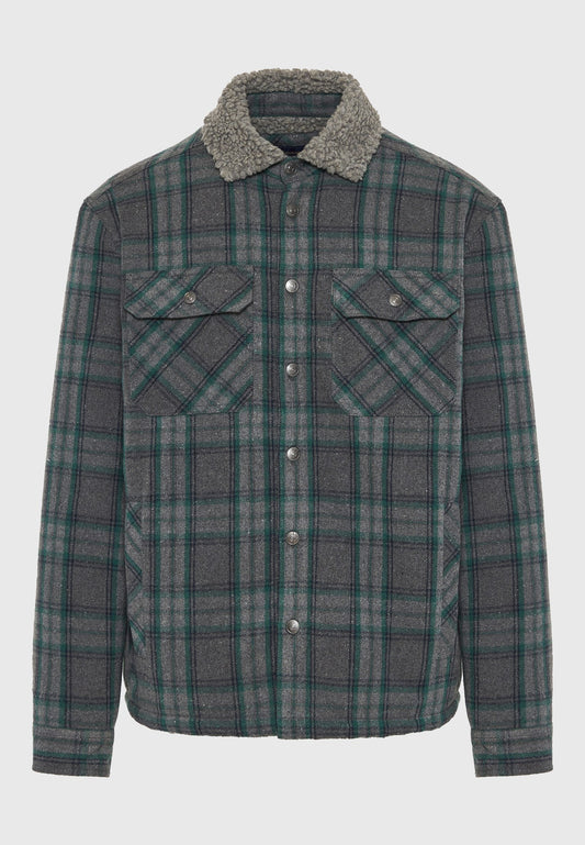 Jachetă casual bărbătească cu guler și model în carouri