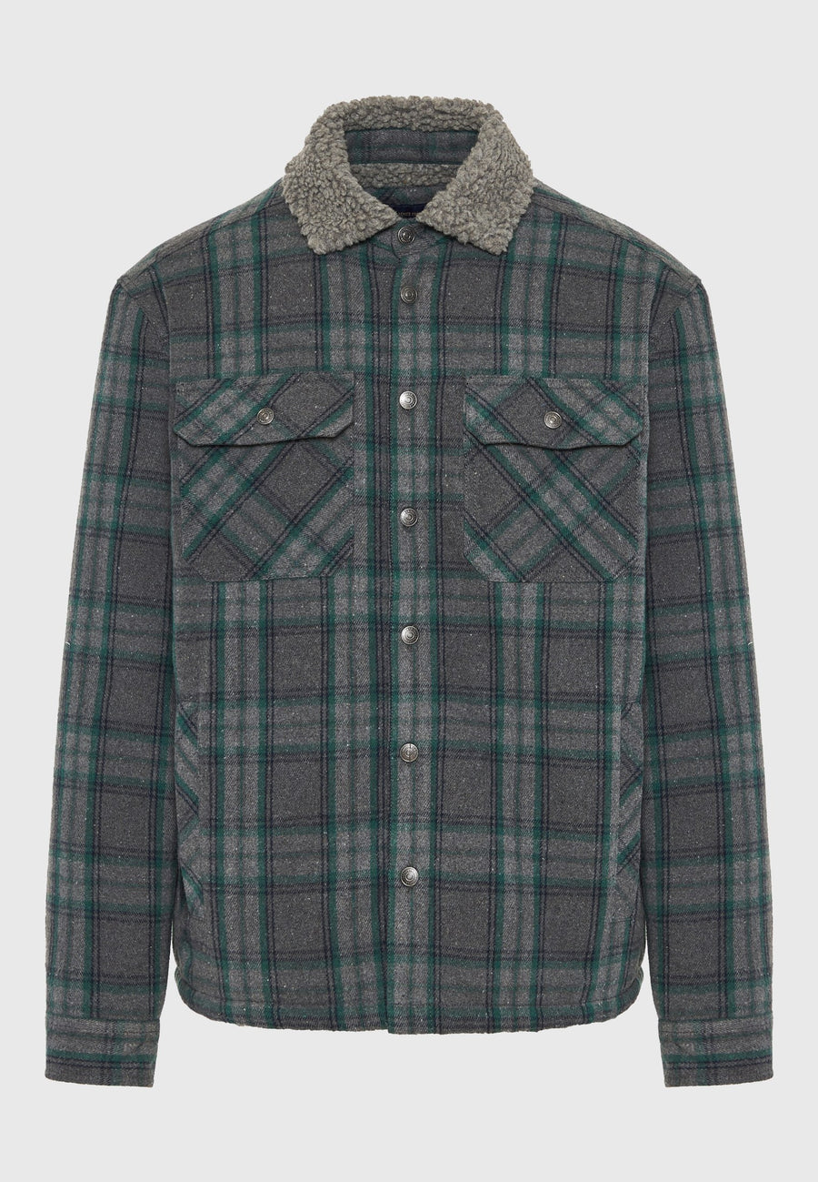 Jachetă casual bărbătească cu guler și model în carouri