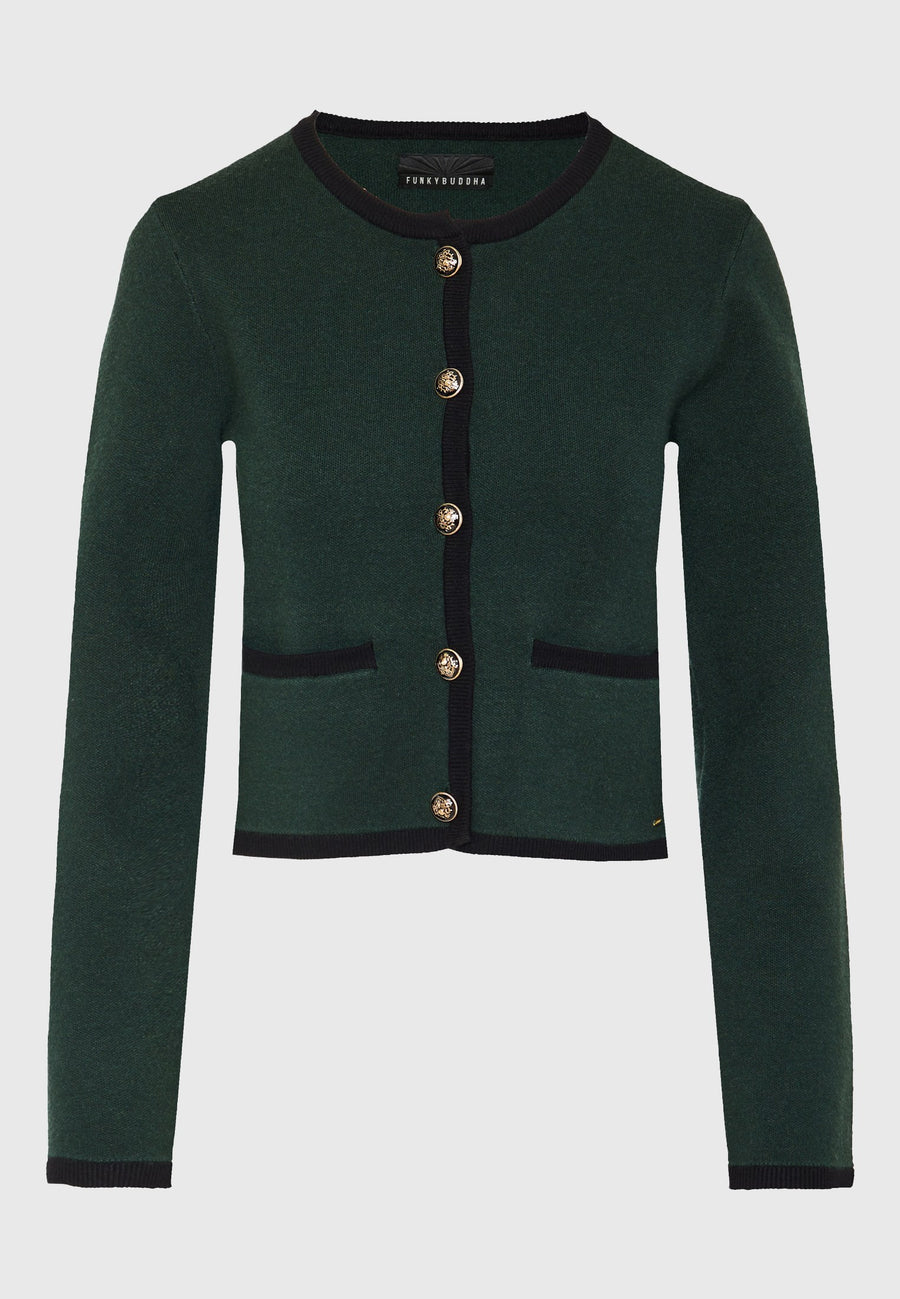 Cardigan tricotat cu dungi și nasturi