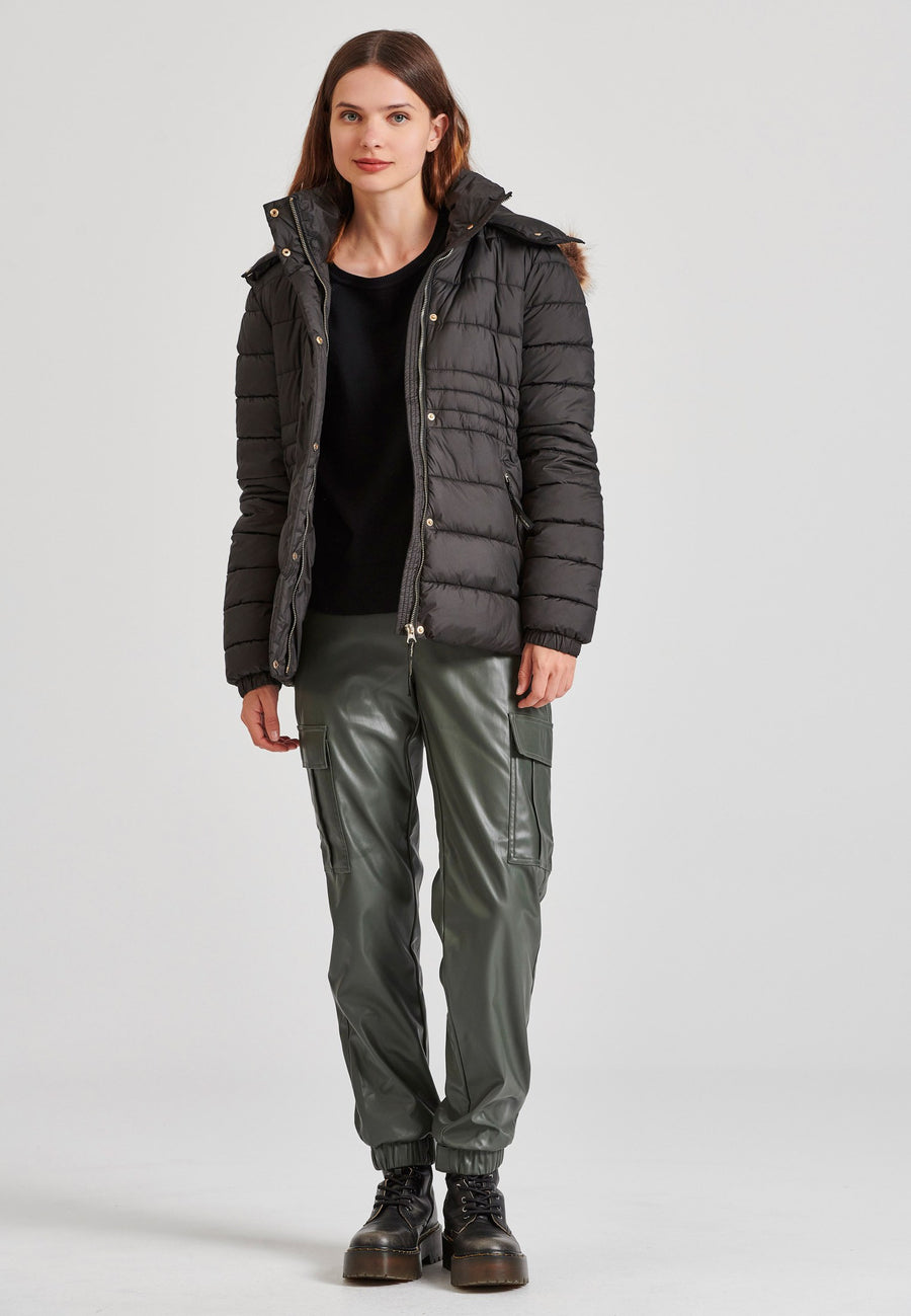 Jachetă matlasată cu blană detașabilă