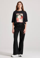 Tricou lejer cu imprimeu cu rame pe piept