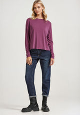 Tricou cu guler rotund și mânecă lungă