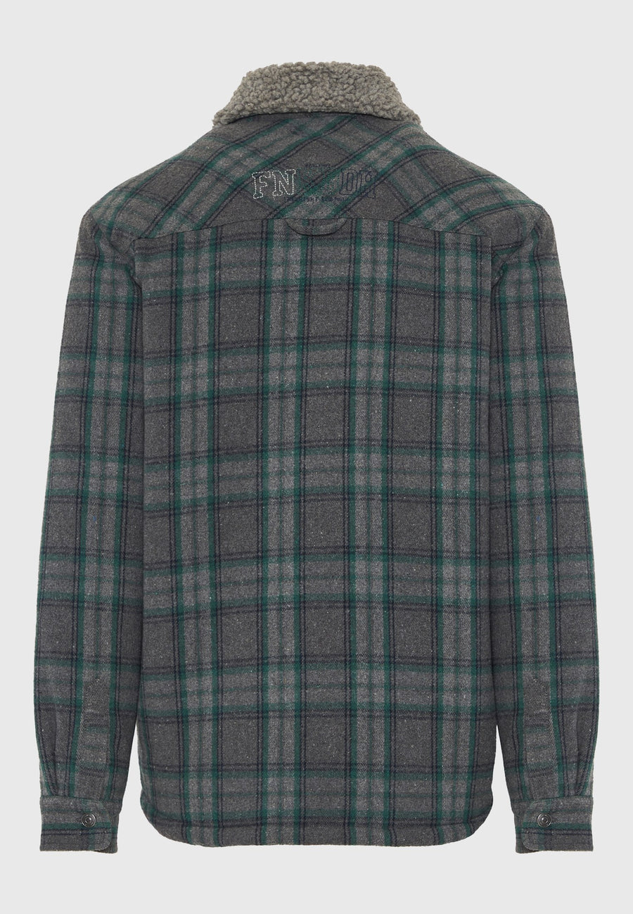 Jachetă casual bărbătească cu guler și model în carouri