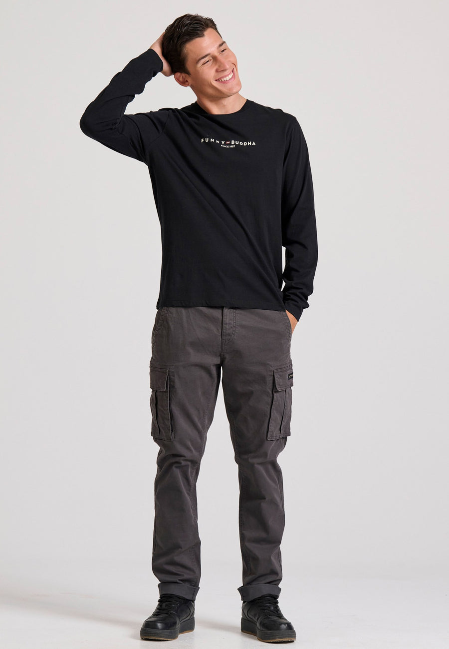 Tricou cu mânecă lungă și imprimeu pe piept