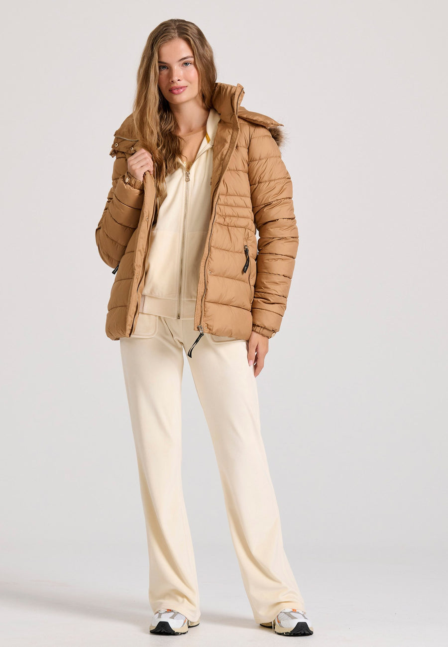 Jachetă matlasată cu blană detașabilă