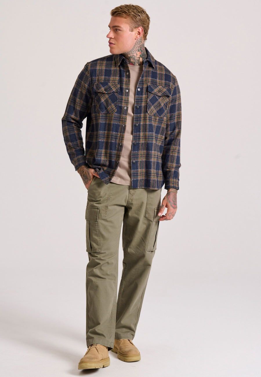 Cămașă overshirt din flanel cu carouri și buzunare