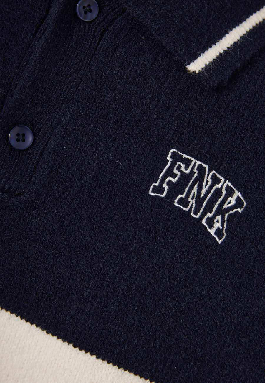 Pulover tricotat cu dungi și guler pentru bărbați