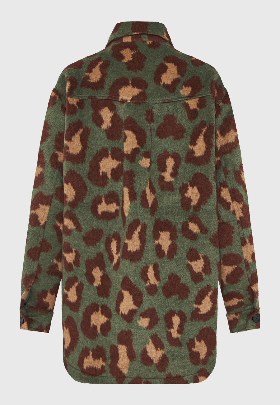 Jachetă din blană artificială de leopard