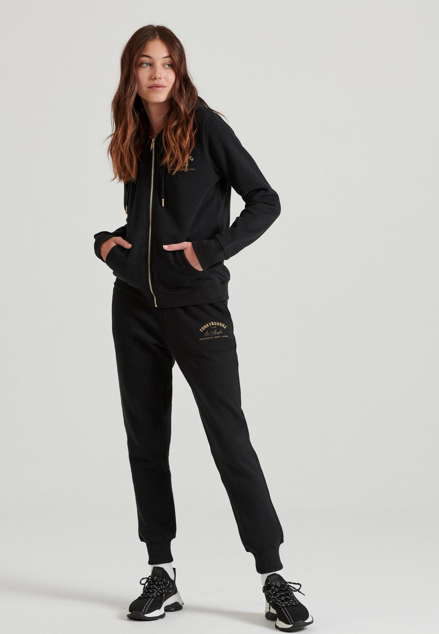 Hanorac cu fermoar și imprimeu pe piept