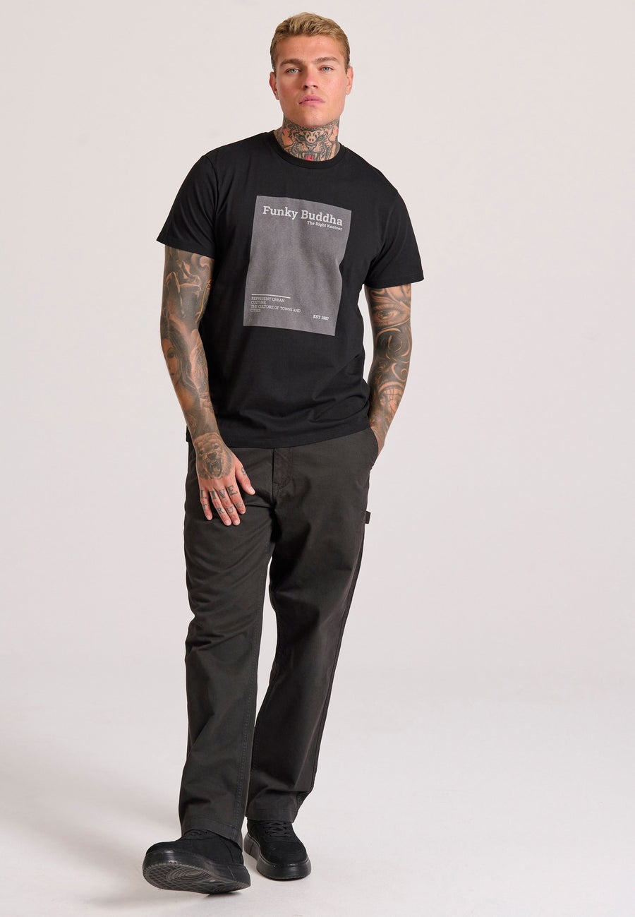 Tricou cu guler rotund și imprimeu minimalist cu logo