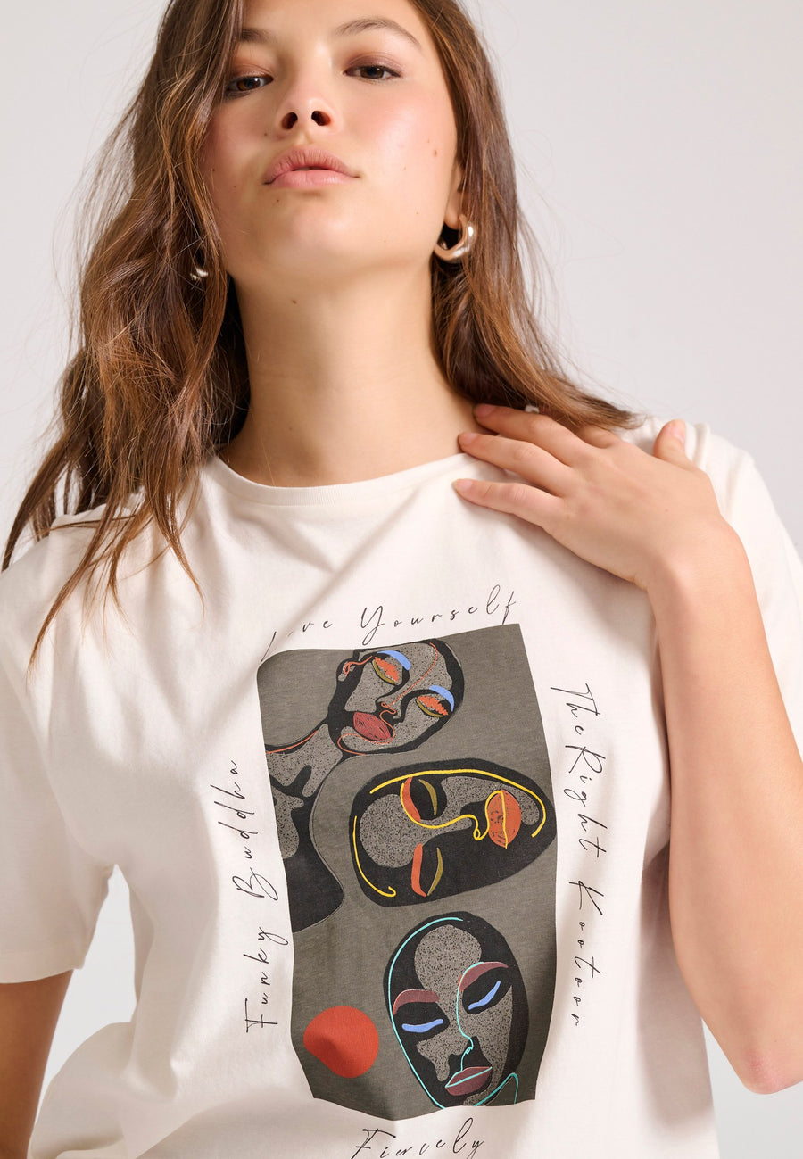 Tricou cu imprimeu boho cu ramă