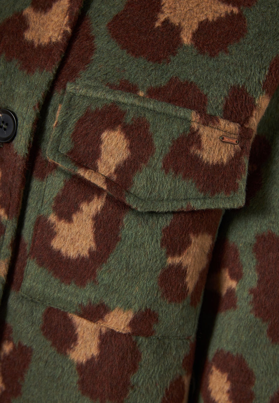 Jachetă din blană artificială de leopard