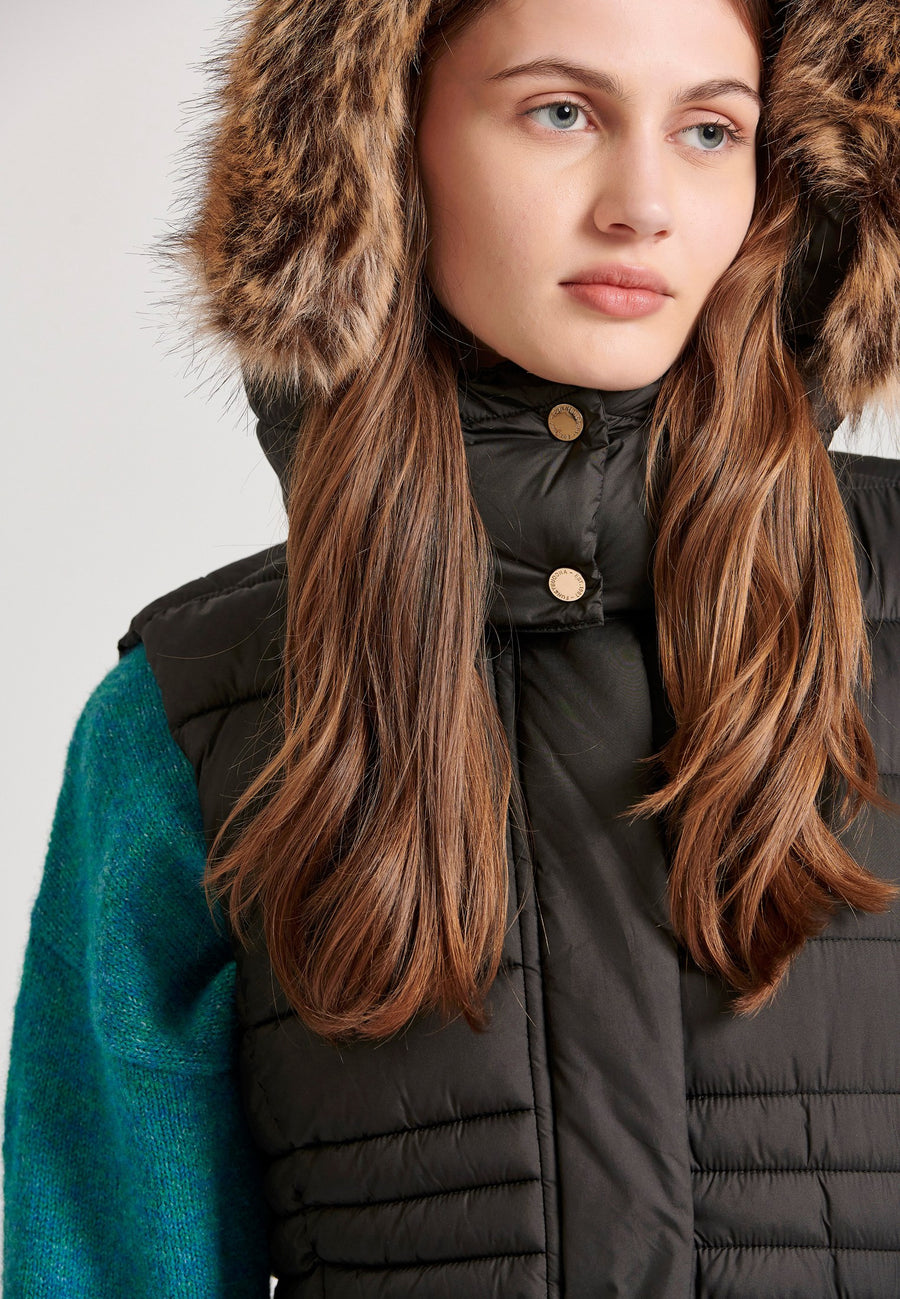 Jachetă matlasată tip puffer cu blană detașabilă